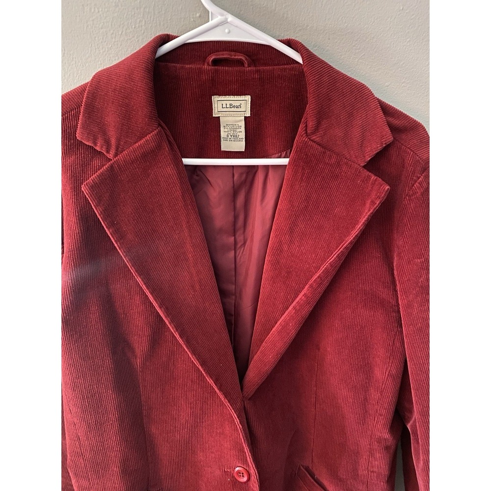 LL Bean  Womens Corduroy Blazer 20 Petite Burgundy  Vintage Classic Academia Y2K - Picture 2 of 9
